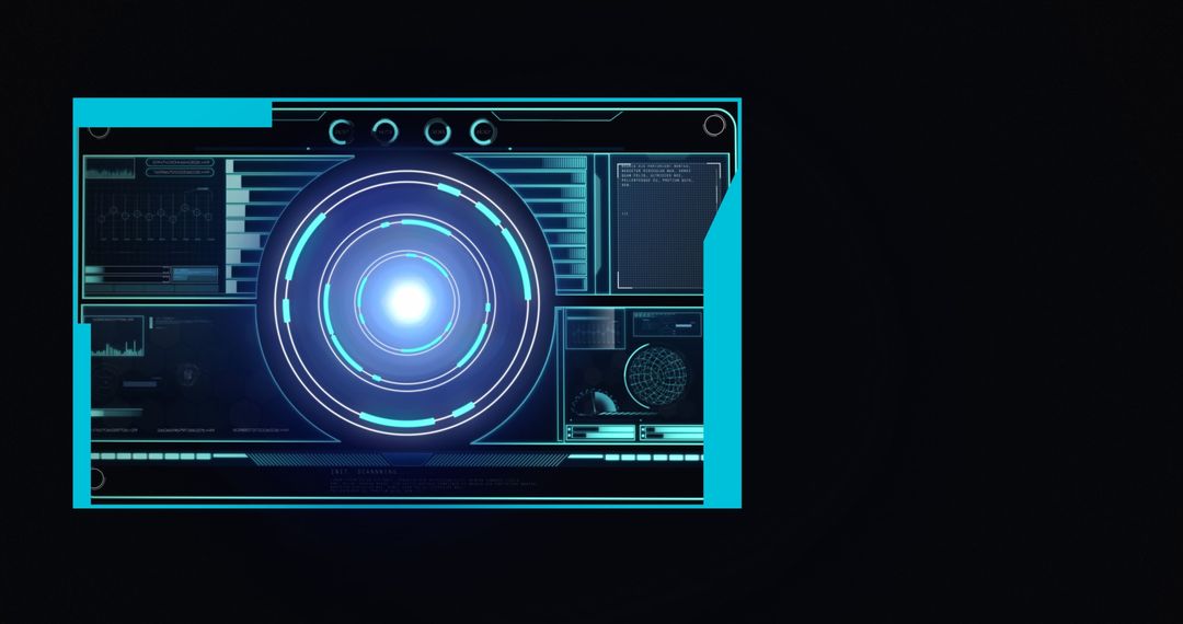 Futuristic Digital Interface with Scope Scanning and Data Processing Display