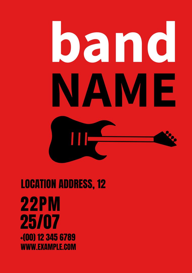 Rock Band Concert Poster with Electric Guitar Graphic - Download Free Stock Templates Pikwizard.com