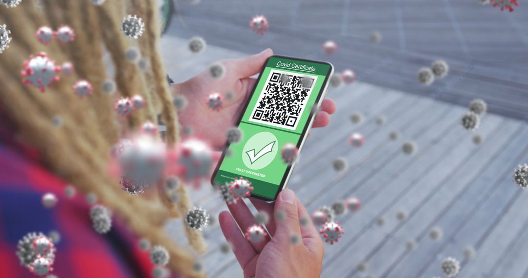 Tech-Savvy Woman Shows Digital COVID-19 Vaccination Certificate on Smartphone Screen