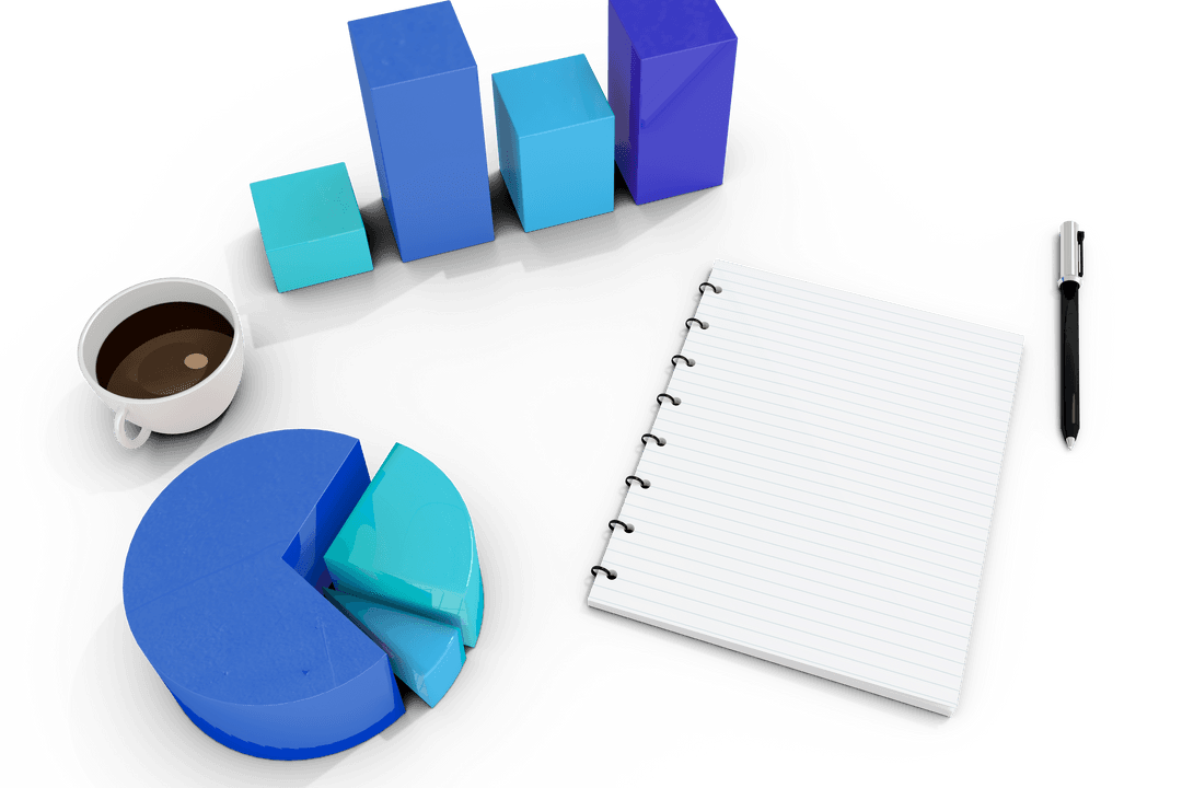 Digital Charts with Notebook and Coffee on Transparent Background - Download Free Stock Images Pikwizard.com