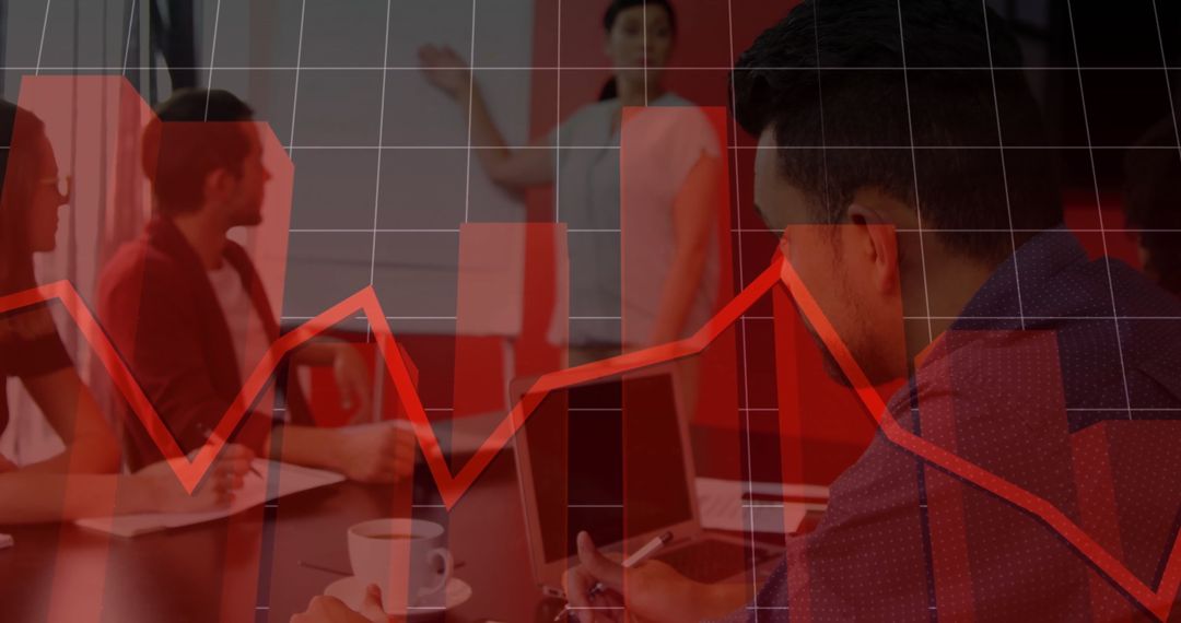 Analyzing Data Trends in Business Meeting with Digital Interface