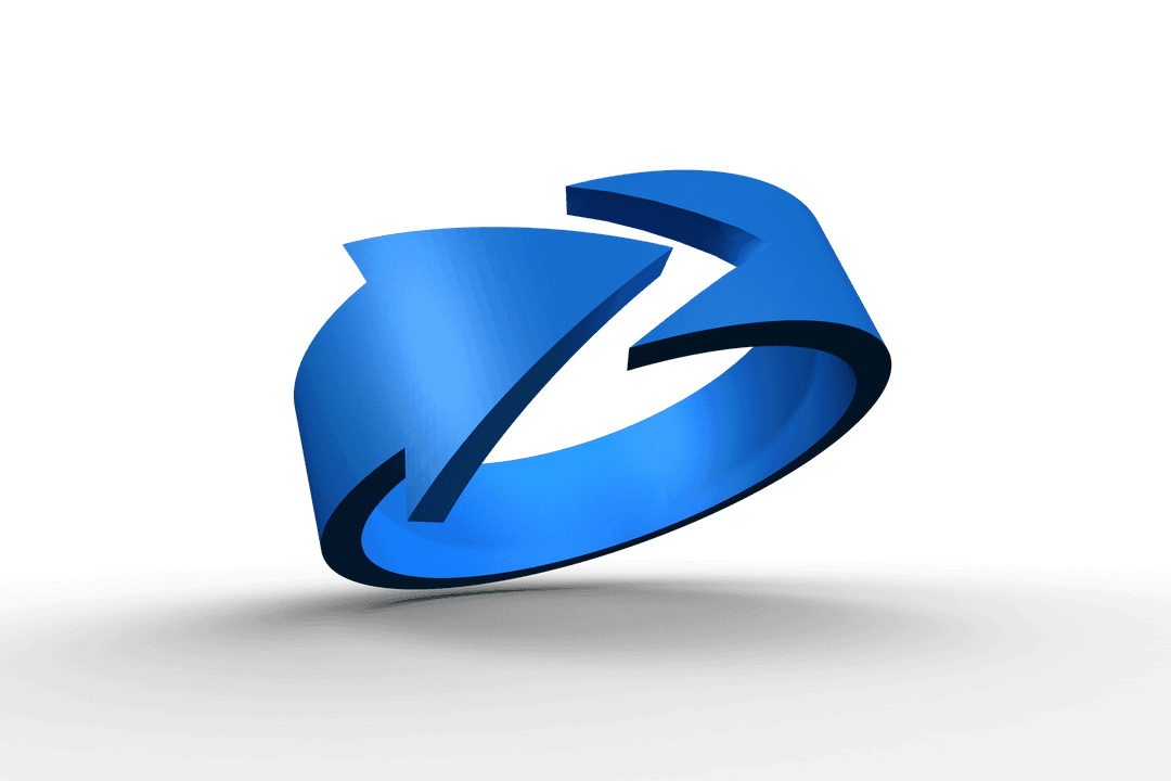 Blue 3D Arrow Symbol on Transparent Background