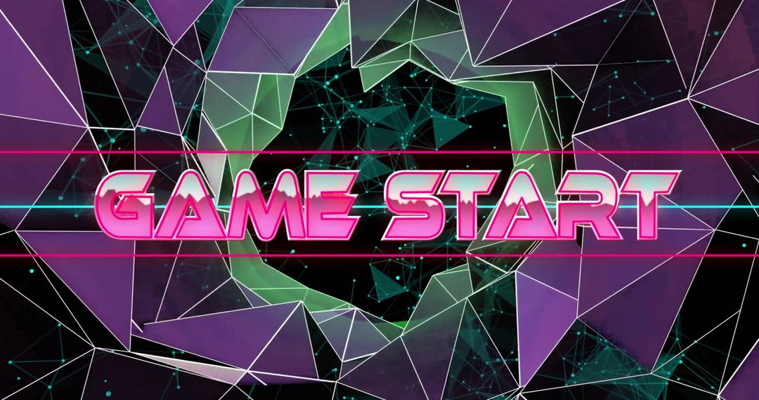 Futuristic Game Start Screen with Neon Digital Network Design