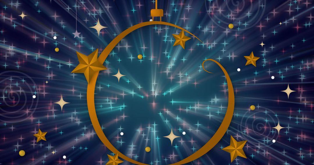 Festive Swirls and Golden Stars with Twinkling Lights