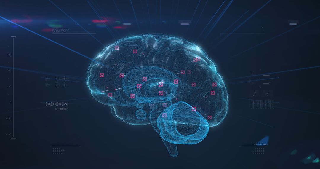Futuristic Digital Brain with Data Interface