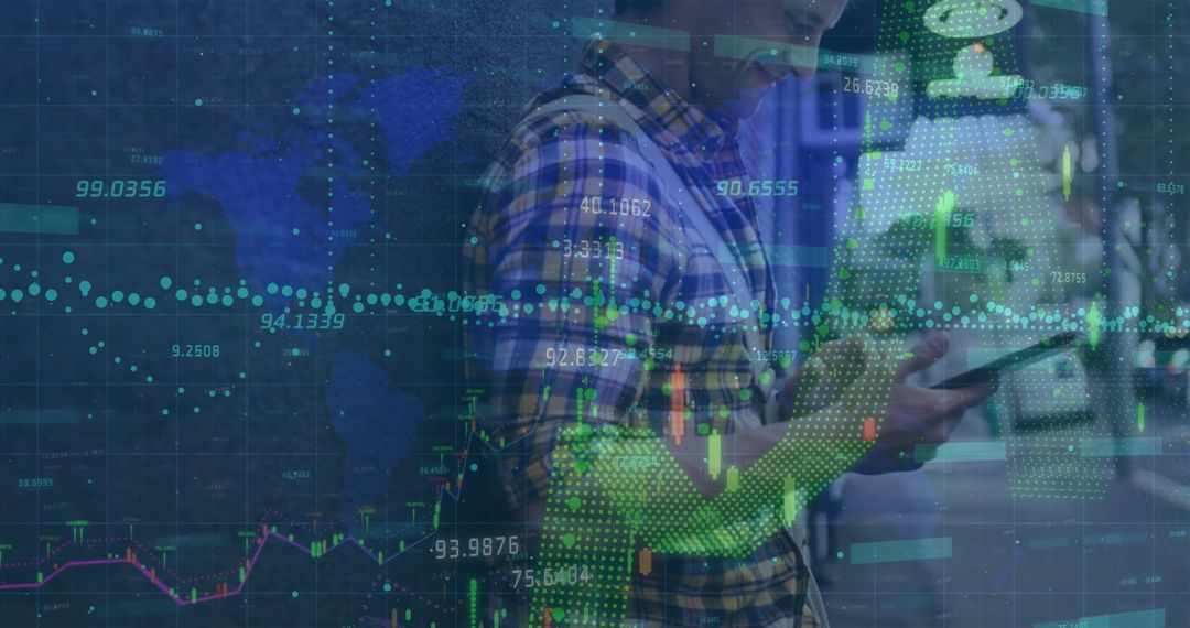 Digital Financial Data Analysis Over Busy City Background