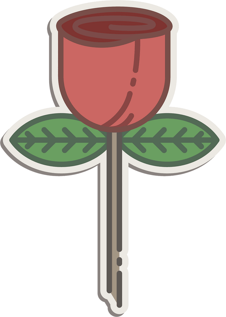 Transparent Red Flower Illustration with Leaves on Background