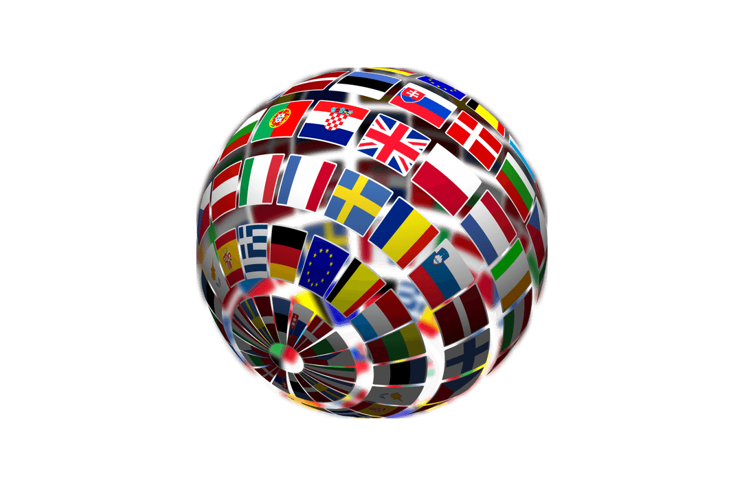 Transparent Globe of National Flags Isolated on Clear Background