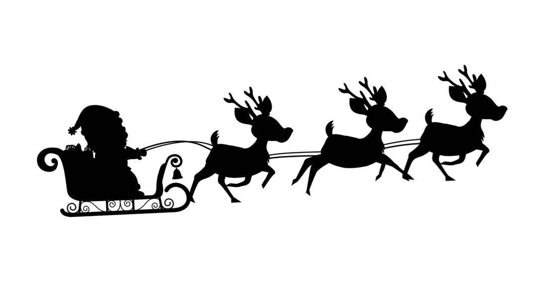 Santa Claus Silhouette in Sleigh Pulled by Reindeer - Free Images, Stock Photos and Pictures on Pikwizard.com