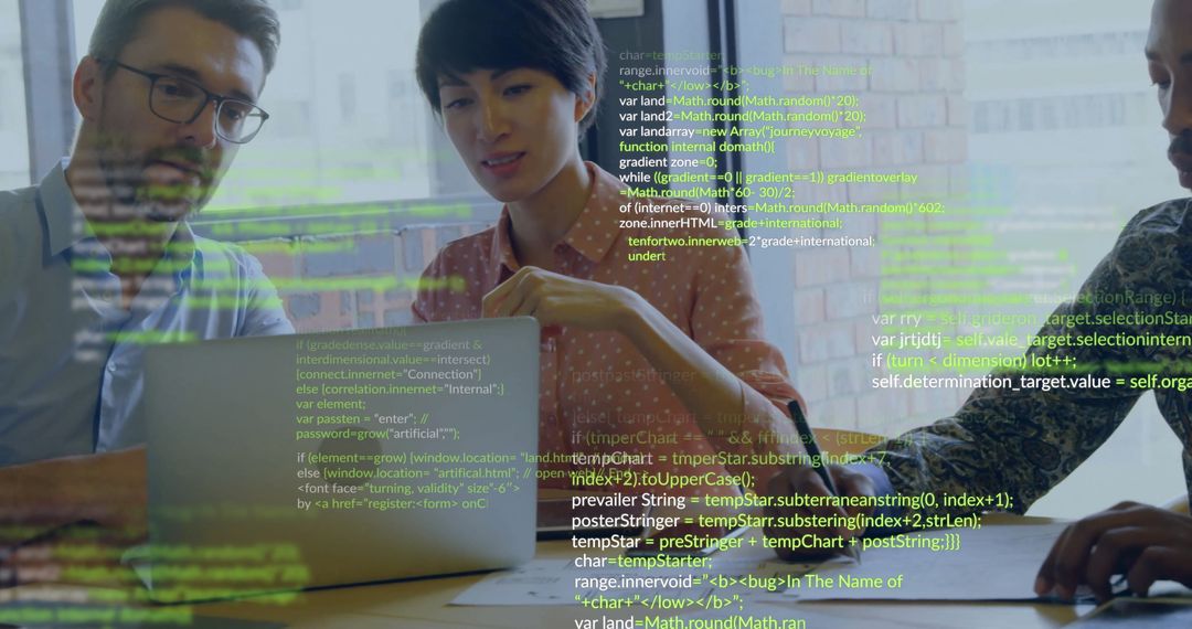 Tech Professionals Collaborating on Coding Project