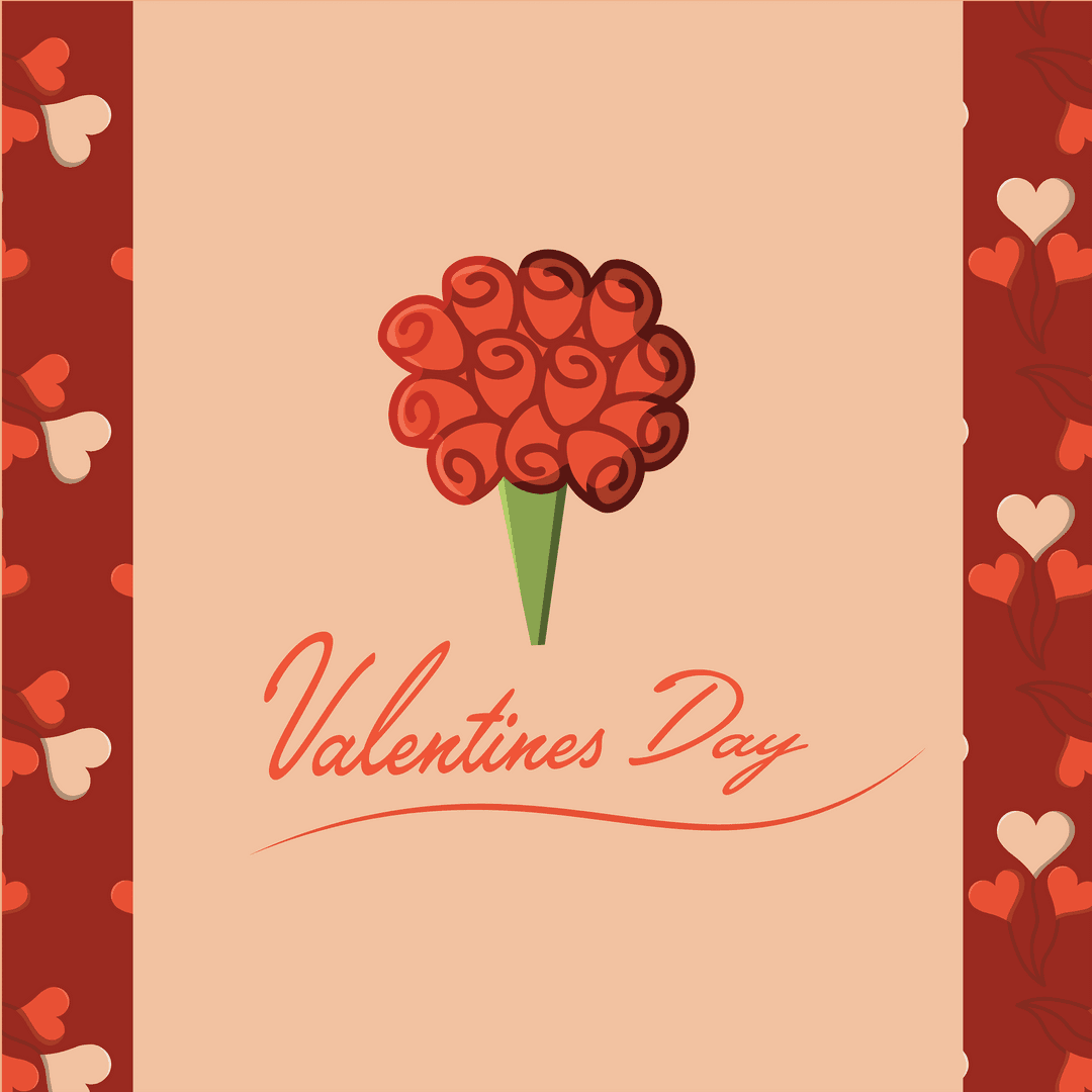 Valentine's Day Rose Bouquet Text Transparent Background Illustration