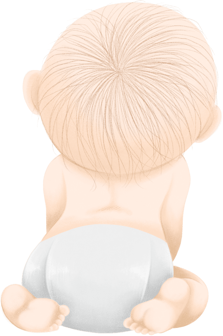 Transparent Cute Baby Crawling Back View with Diaper