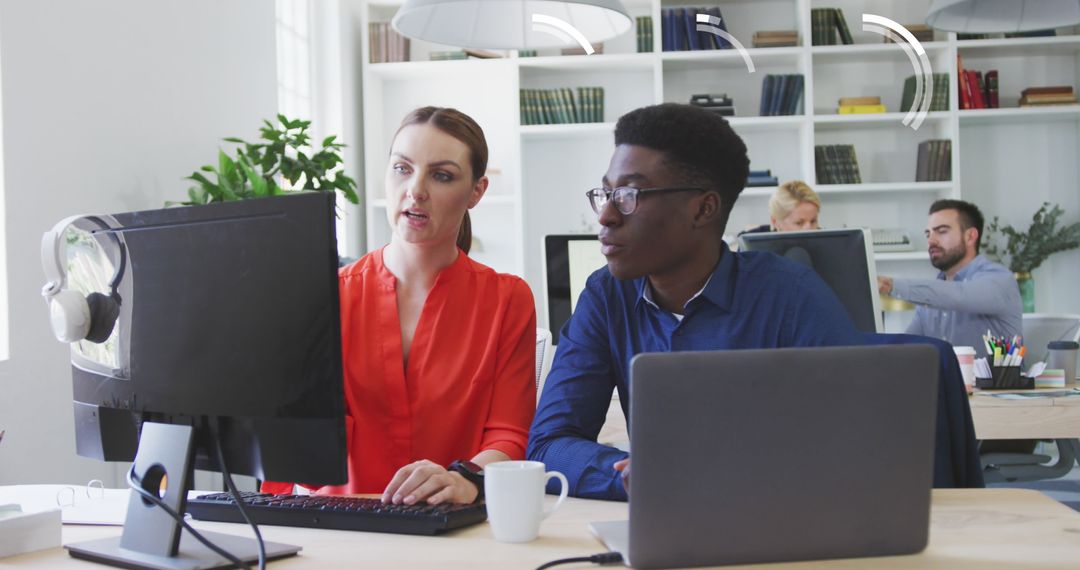 Diverse Team Analyzing Stock Market Data for Global Business