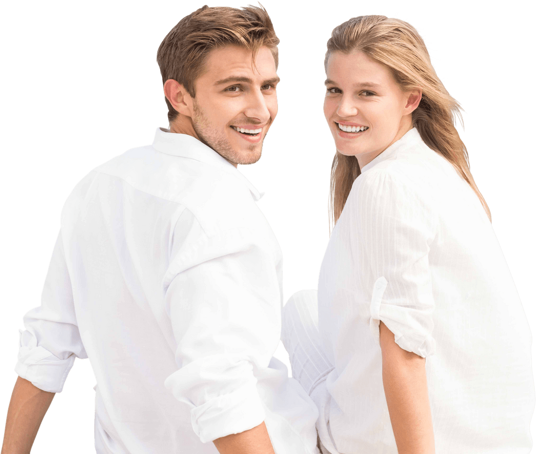 Smiling Caucasian Couple on Transparent Background