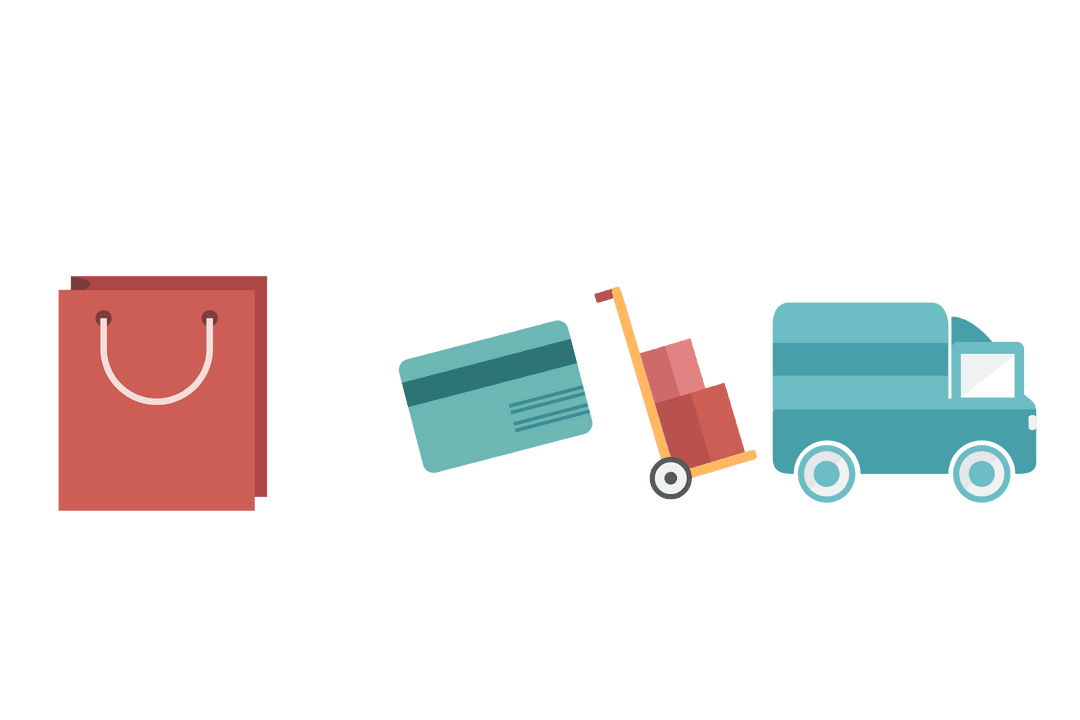 Transparent Shopping Icons Illustrating Online Shopping Journey