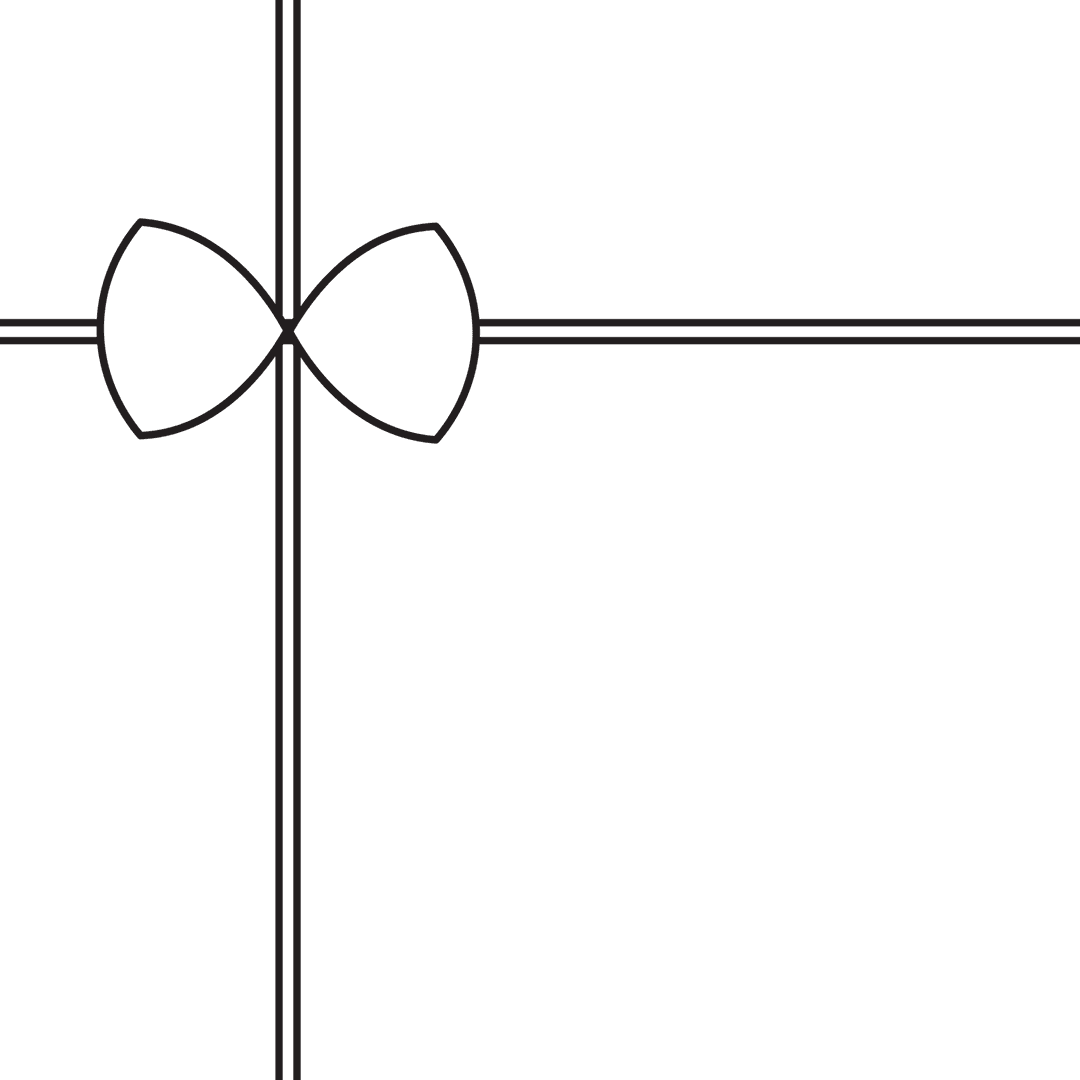 Minimalist Black Bow Symbol on Transparent Background