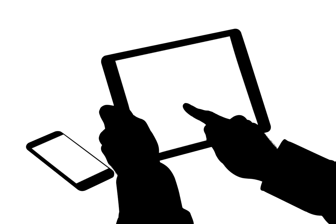 Digital Tablet Hand Silhouette Isolated on Transparent Background