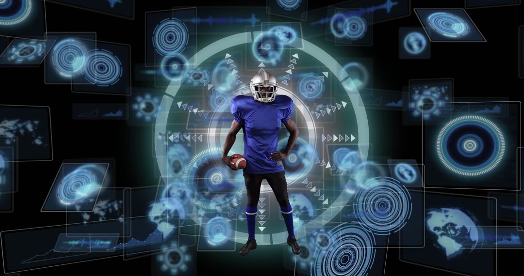 Rugby Player Against Futuristic Digital Interface