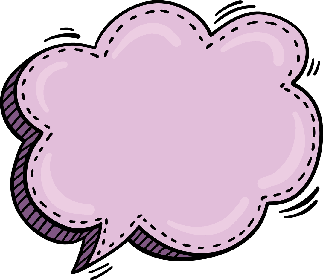 Pink Transparent Speech Bubble on Transparent Background