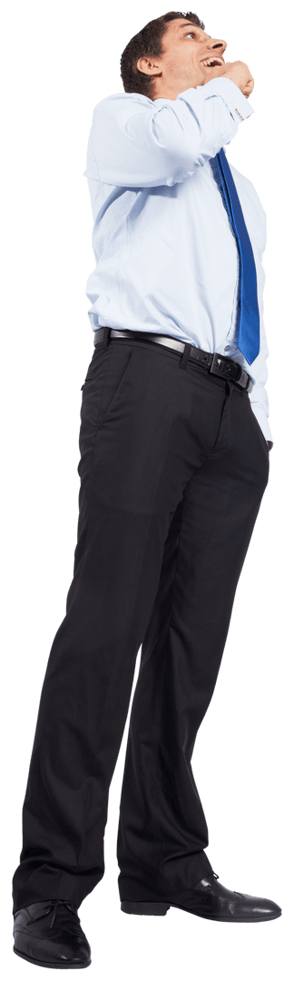 Happy Caucasian Businessman Thinking with Hand on Chin