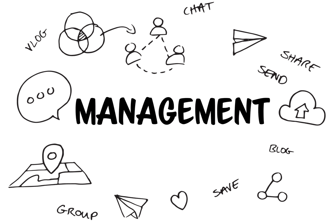 Transparent Digital Illustration of Management Icons