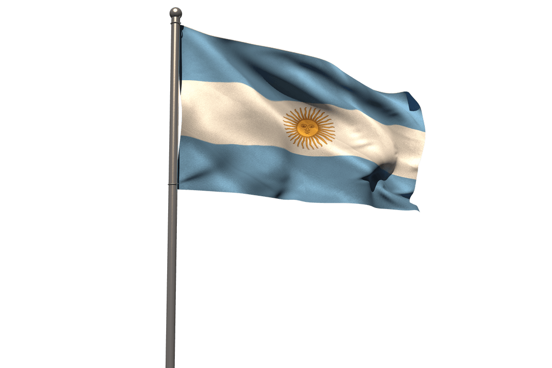 Transparent Background Waving Flag of Argentina
