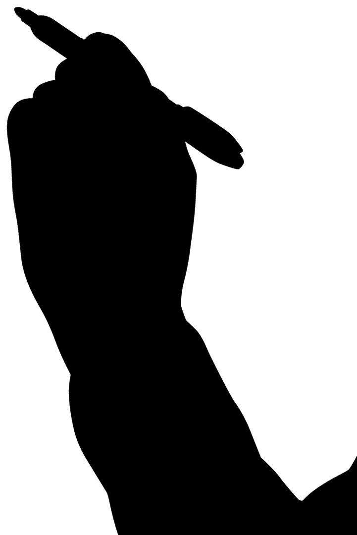 Hand Holding Pen Outline on Transparent Background