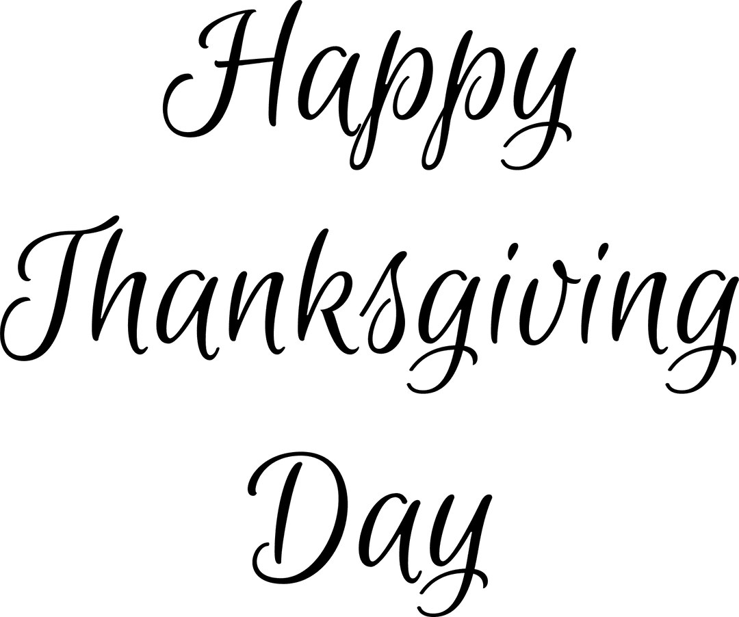 Happy Thanksgiving Day Text Celebrating on Transparent Background