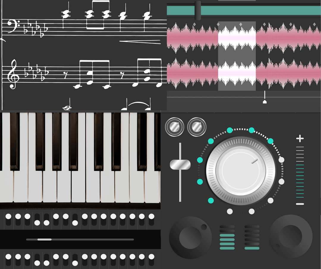 Digital Music Production Interface on Transparent Background