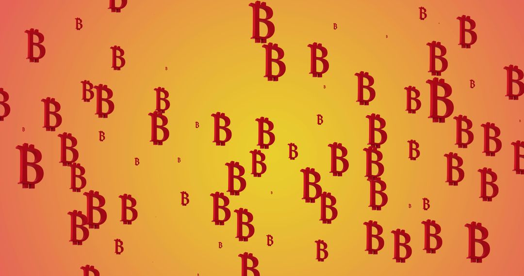 Pulsating Bitcoin Symbols on Vibrant Orange Background