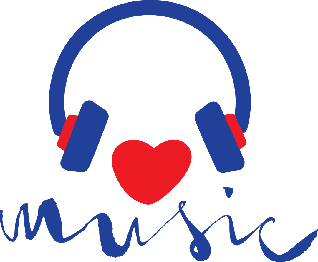 Creative Transparent Music Design with Headphones and Red Heart