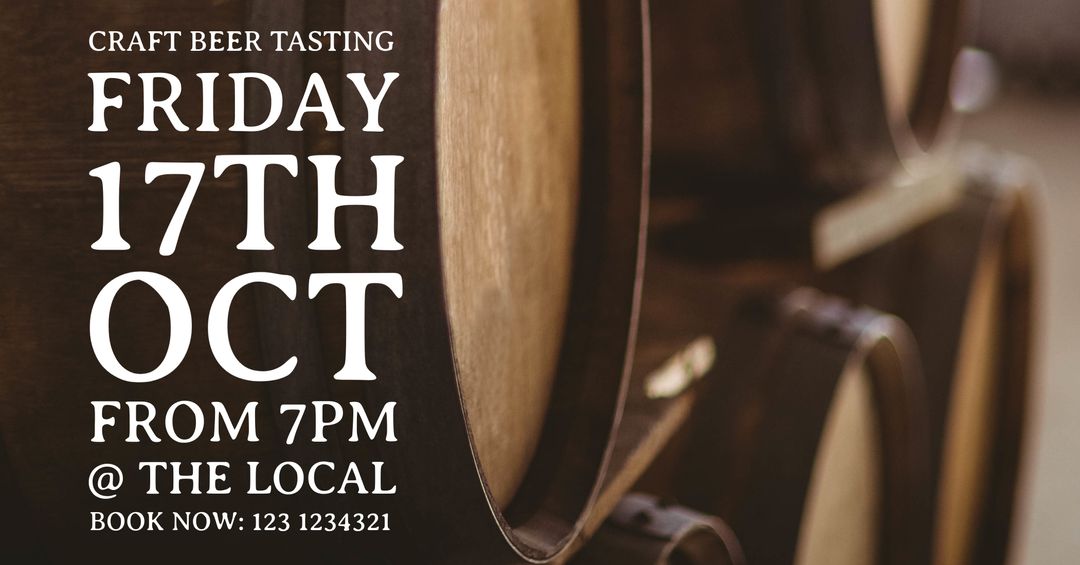 Rustic Craft Beer Tasting Event Flyer with Wooden Barrels
