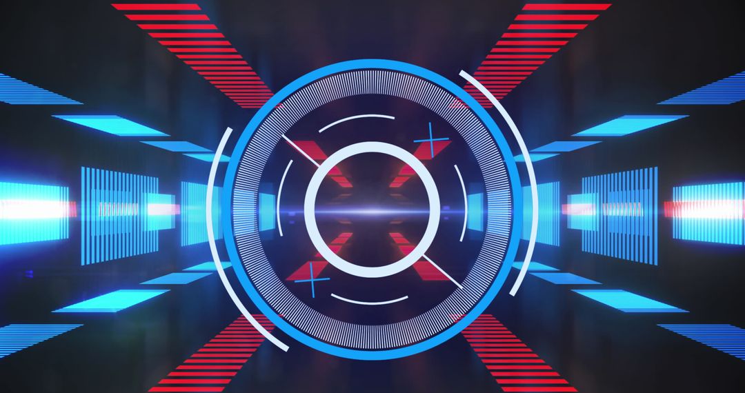 Futuristic Digital Scanning Interface with Circular Scope and Light Effects