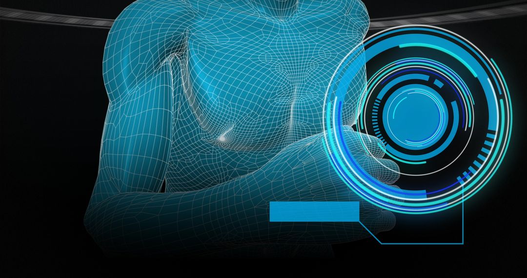 Futuristic Digital Interface Analyzing Human Running