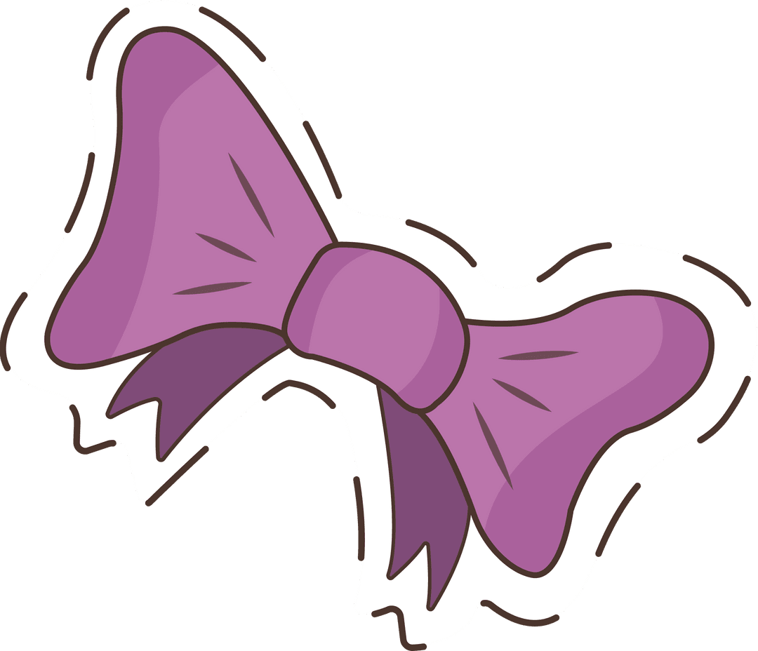 Cartoon Purple Bow on Transparent Background Illustration