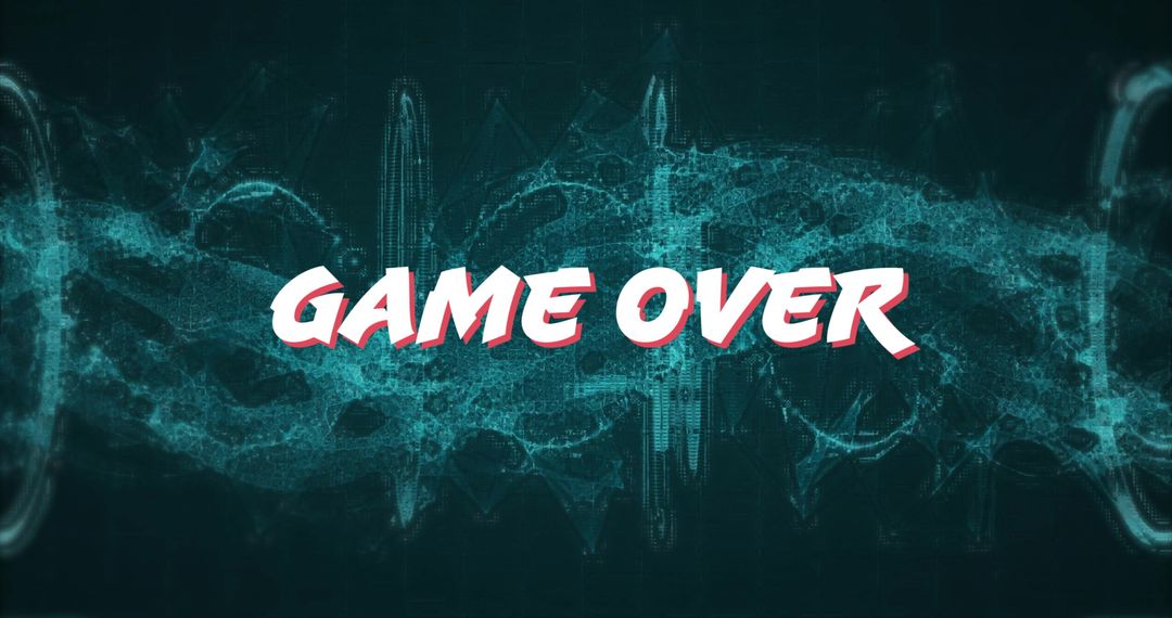 Futuristic Game Over Screen with Digital Waveforms
