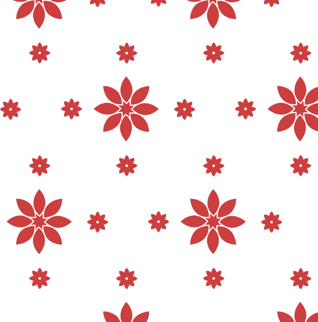 Seamless Red Floral Pattern on Transparent Background for Design