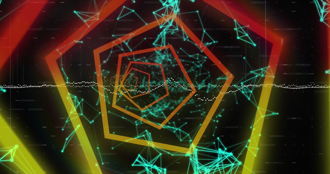 Futuristic Hexagon Tunnel with Digital Network Abstract Background