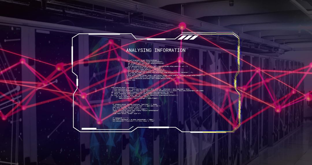 Cybersecurity Concept with Digital Network Overlay in Data Center
