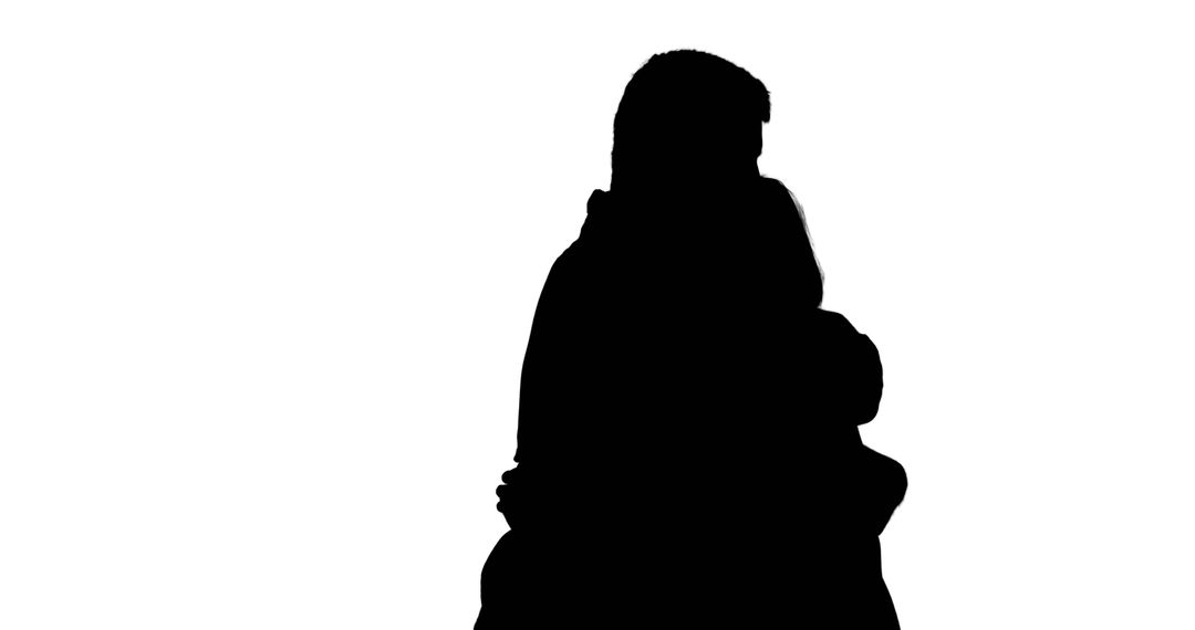 Silhouetted Couple in Embrace on White Background - Free Images, Stock Photos and Pictures on Pikwizard.com