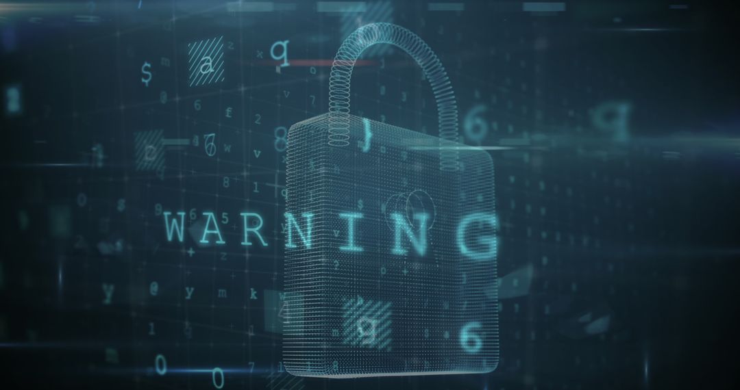 Cybersecurity Warning with Digital Padlock Concept