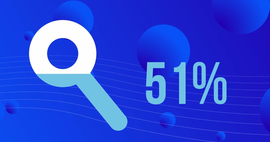 Abstract Symbols and Figures with Bold Percent Sign on Blue