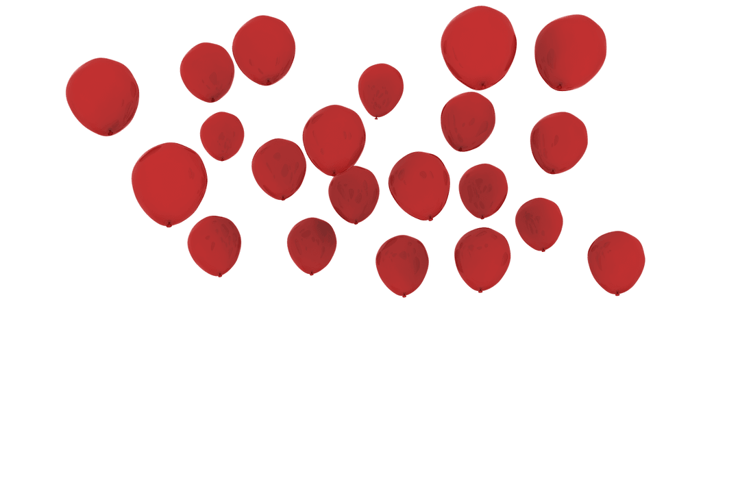 Floating Red Balloons on Transparent Background