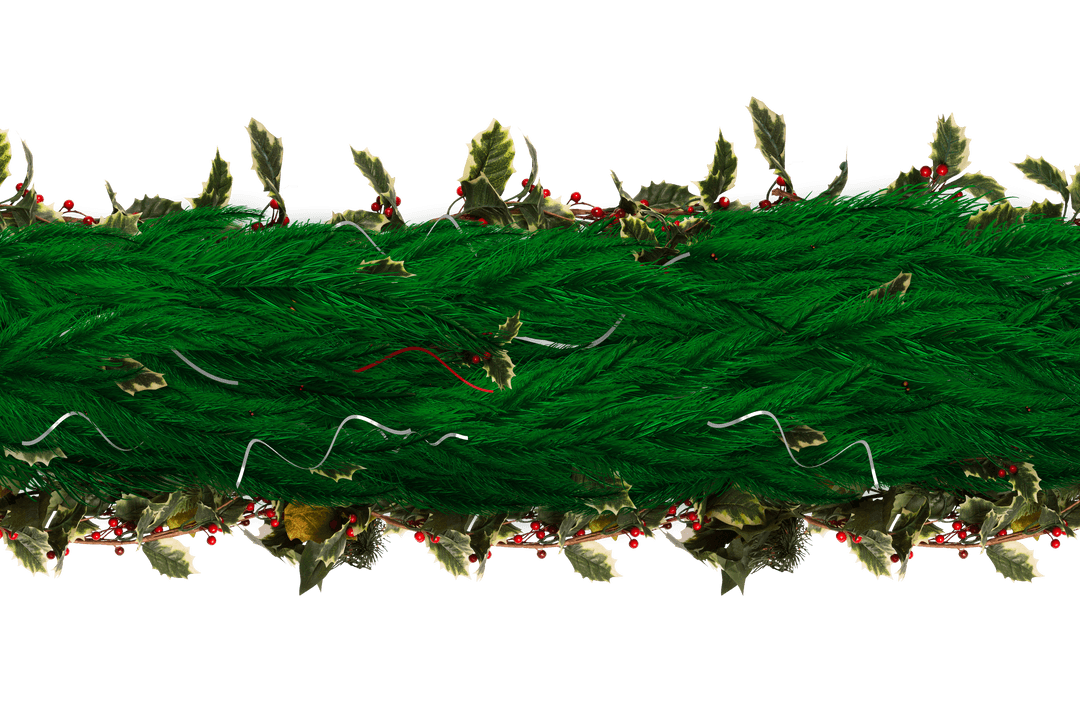 Festive Fir Branch Christmas Garland on Transparent Background