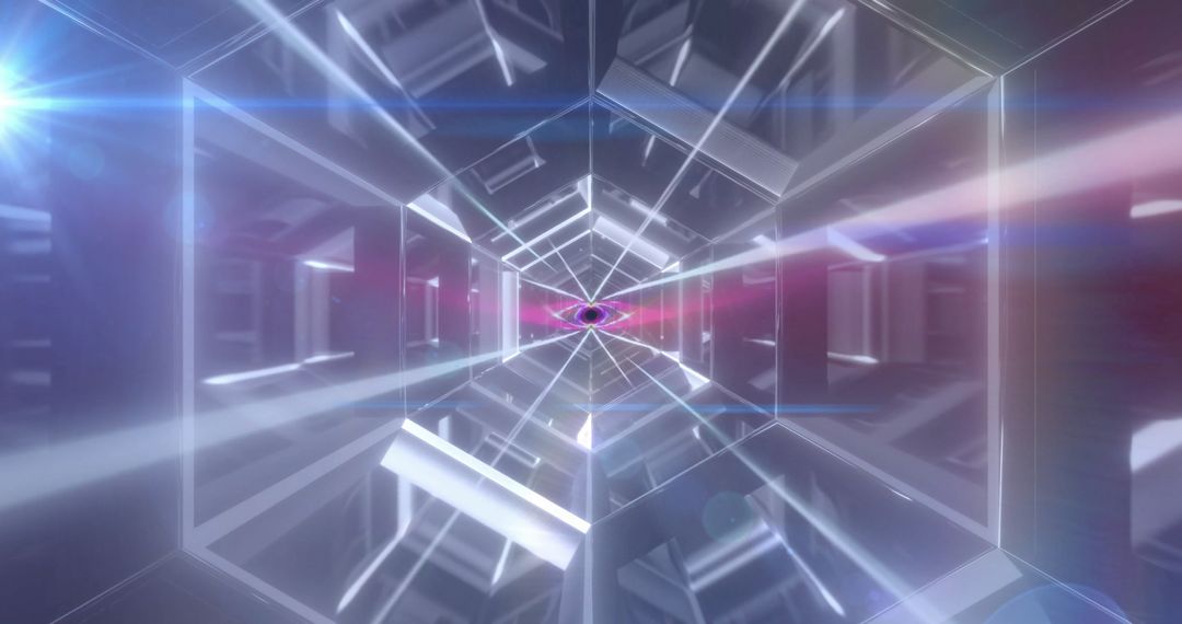 Hexagonal Tunnel with Futuristic Multicolored Patterns