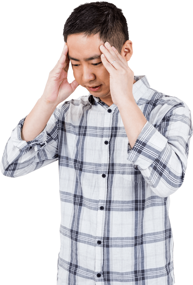 Transparent Stressed Man with Headache Expression