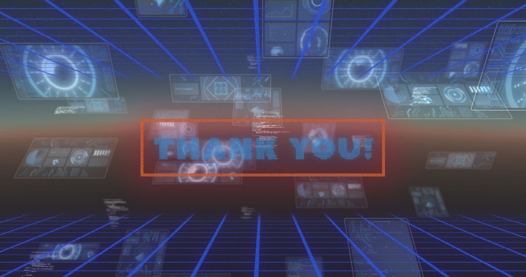 Futuristic Digital Thank You in Virtual Space