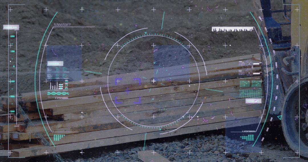 Futuristic Glitch Overlay on Construction Technology