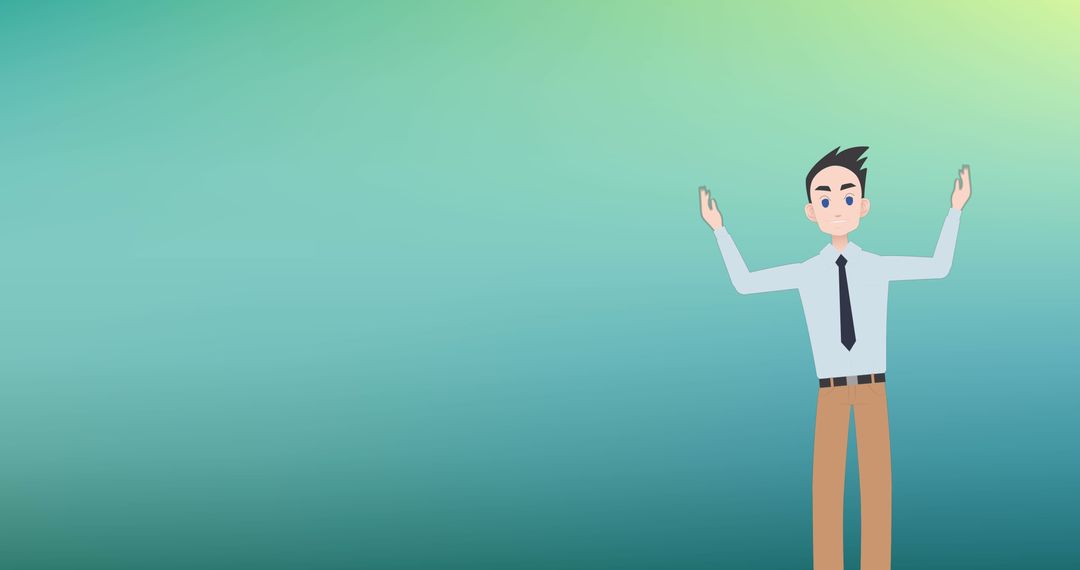 Animated Businessman Discussing Concepts with Schematic Elements