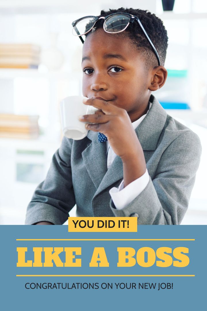 Confident Young Entrepreneur in Business Attire Sipping Coffee